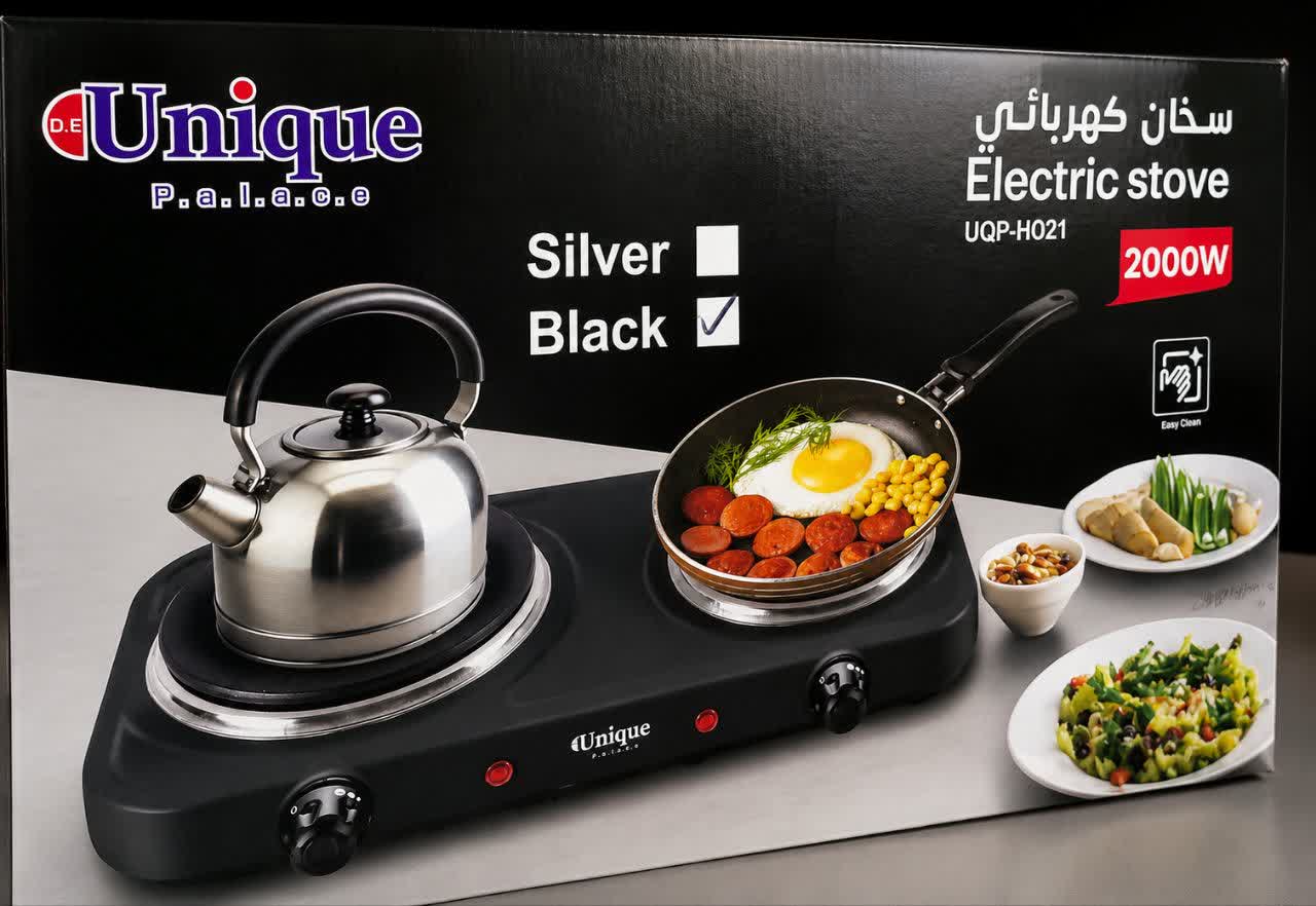 اجاق برقی یونیک دوشعله 2000 وات بدنه محکم جنس عالی