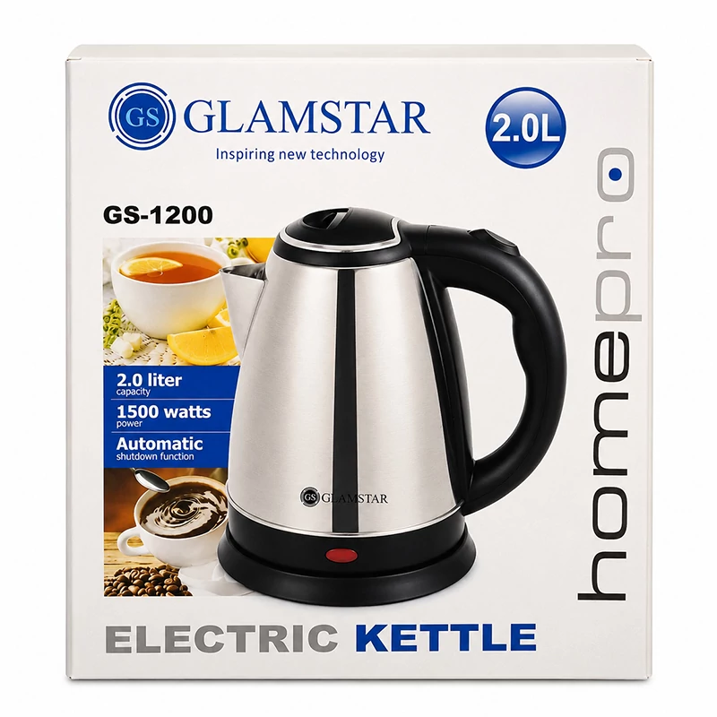 کتری برقی برند گلام استار 2لیتر مدل GS1200 استیل