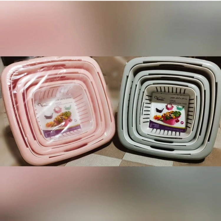 ست آبکش و لگن 6تایی لوتوس (3لگن+ 3آبکش)خانگی یا مسافرتی